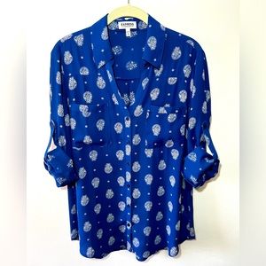 Express, long sleeve, royal blue paisley portifino, L